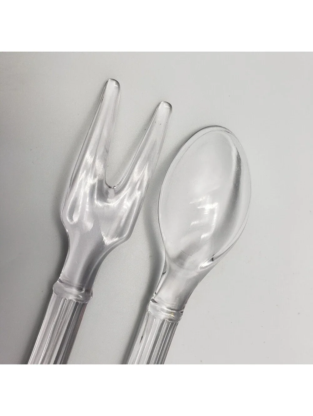 Vintage Imperial Glass Salad Server Set Fork Spoon Depression Era 9.75